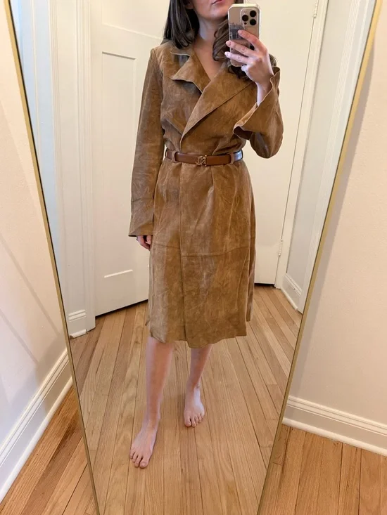 Birou bisou Suede Trench Coat / Dress ( missing cord/ sold without belt) size XS - Picture 2 of 6